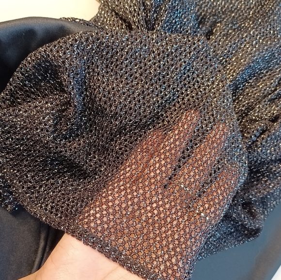 Vintage Sz 10 Mesh Overlay Vamp Goth Gala Yacht Luxury Glam Evening Maxi Dress - Picture 14 of 16